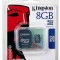 Карта памяти Secure Digital 8Gb Kingston microSD + SD адаптер упаковка