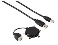 USB A-B (m-m) + адаптер USB B 5 штекеров miniUSB (B4, B5, B6, B8, M4)