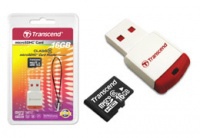 Карта памяти Transcend microSDHC 16Gb (TS16GUSDHC6-P3) Class6 + USB Card Reader