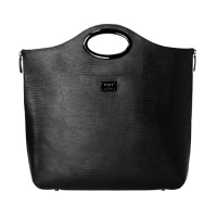 LEATHER COSMO CARRY BAG Black