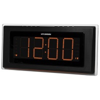 Радиобудильник Hyundai H-1541 радио/будильник/AM,FM радио/термометр, черный с оранжевым циферблатом